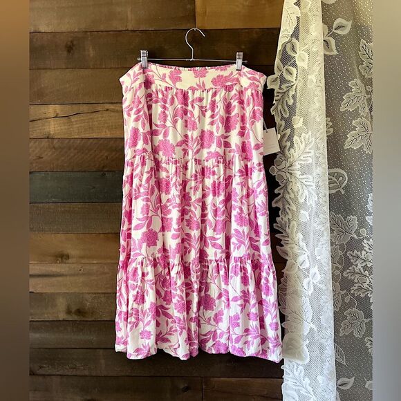 NWT Modern Purple & White Plus Size LC Lauren Conrad Three Tiers Midi Skirt - Picture 7 of 11